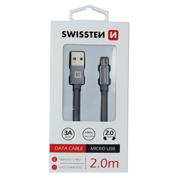 Swissten Textile Micro USB Cable - 71522302 - 2m - Grey
