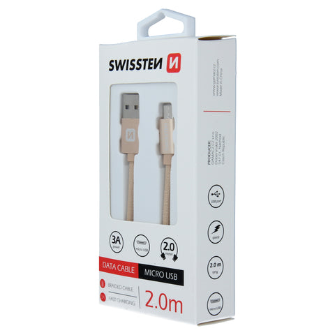 Swissten Textile Micro USB Cable - 71522304 - 2m - Gold