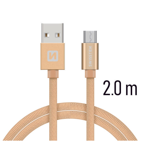 Swissten Textile Micro USB Cable - 71522304 - 2m - Gold