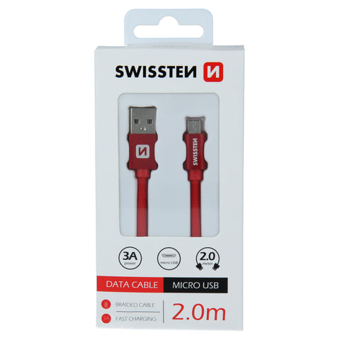 Swissten Textile Micro USB Cable - 71522306 - 2m - Red