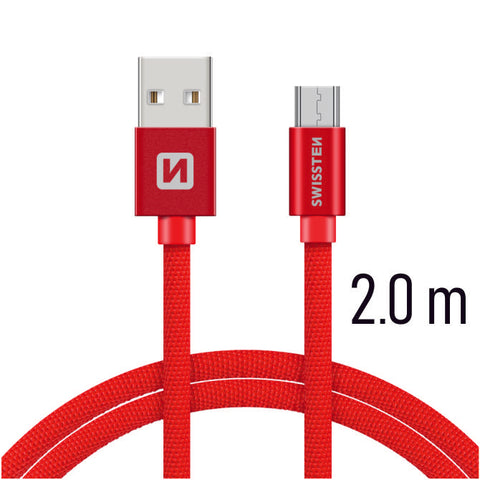 Swissten Textile Micro USB Cable - 71522306 - 2m - Red