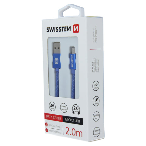 Swissten Textile Micro USB Cable - 71522308 - 2m - Blue
