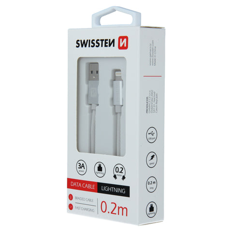 Swissten Textile Lightning Cable - 71523103 - 0.2m - Silver