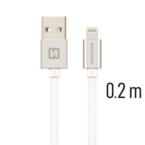 Swissten Textile Lightning Cable - 71523103 - 0.2m - Silver