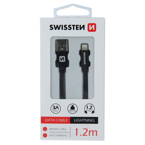 Swissten Textile Lightning Cable - 71523201 - 1.2m - Black