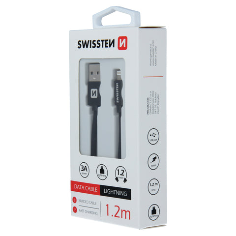 Swissten Textile Lightning Cable - 71523201 - 1.2m - Black