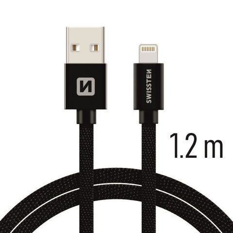 Swissten Textile Lightning Cable - 71523201 - 1.2m - Black