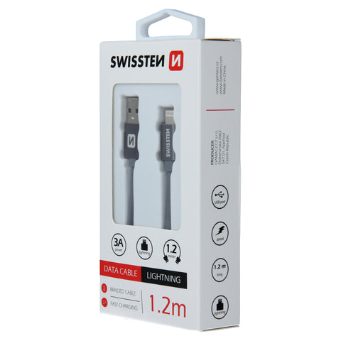 Swissten Textile Lightning Cable - 71523202 - 1.2m - Grey