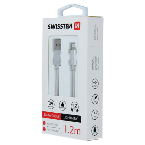 Swissten Textile Lightning Cable - 71523203 - 1.2m - Silver