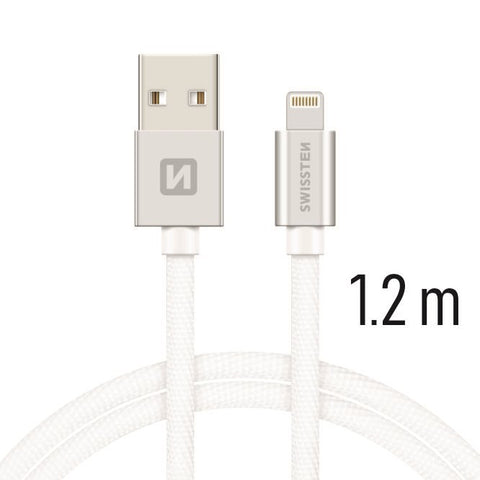 Swissten Textile Lightning Cable - 71523203 - 1.2m - Silver