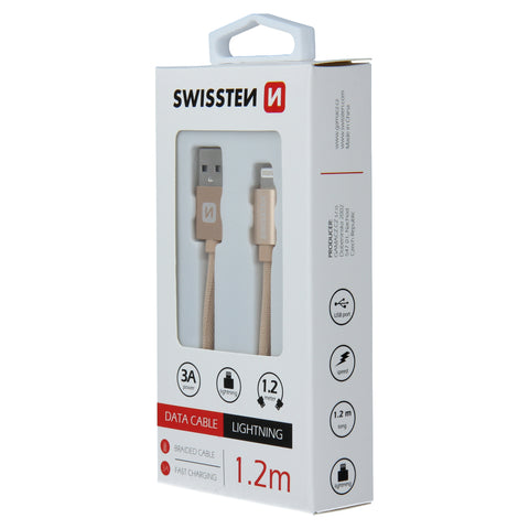 Swissten Textile Lightning Cable - 71523204 - 1.2m - Gold
