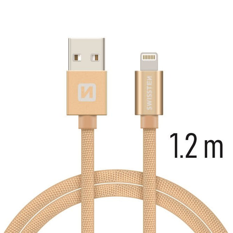 Swissten Textile Lightning Cable - 71523204 - 1.2m - Gold