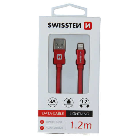 Swissten Textile Lightning Cable - 71523206 - 1.2m - Red