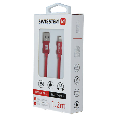 Swissten Textile Lightning Cable - 71523206 - 1.2m - Red