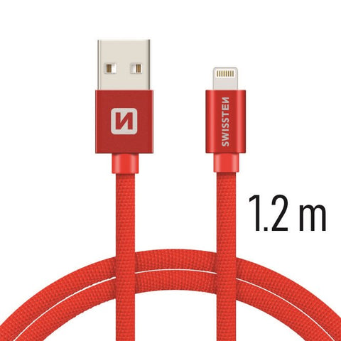 Swissten Textile Lightning Cable - 71523206 - 1.2m - Red