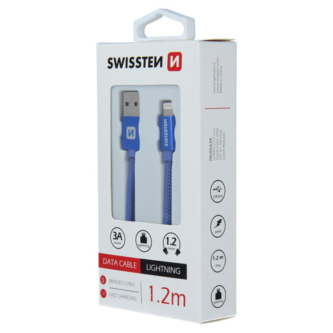 Swissten Textile Lightning Cable - 71523208 - 1.2m - Blue