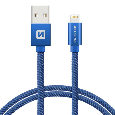 Swissten Textile Lightning Cable - 71523208 - 1.2m - Blue