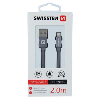 Swissten Textile Lightning Cable - 71523302 - 2m - Grey