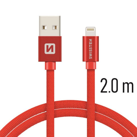Swissten Textile Lightning Cable - 71523306 - 2m - Red