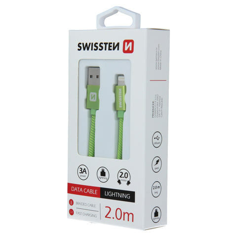 Swissten Textile Lightning Cable - 71523307 - 2m - Green