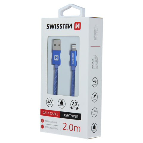 Swissten Textile Lightning Cable - 71523308 - 2m - Blue