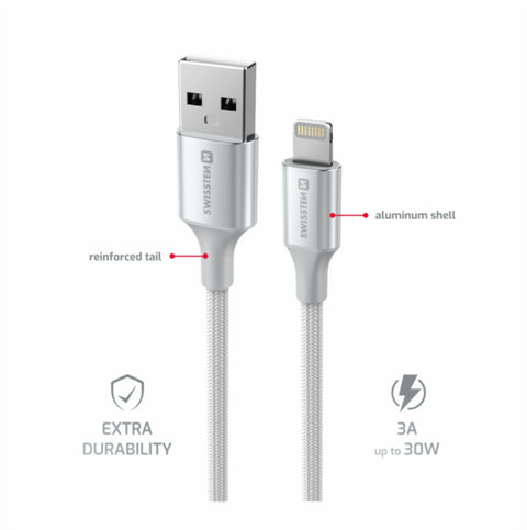 Swissten Textile II Lightning Cable - 71523310 - 1.5 Meter - White