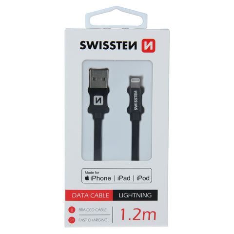 Swissten Textile MFI Lightning Cable - 71524201 - 1.2m - Black
