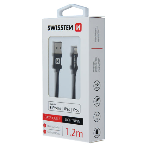 Swissten Textile MFI Lightning Cable - 71524201 - 1.2m - Black