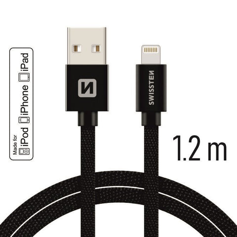 Swissten Textile MFI Lightning Cable - 71524201 - 1.2m - Black