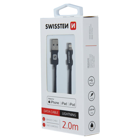 Swissten Textile MFI Lightning Cable - 71524301 - 2m - Black