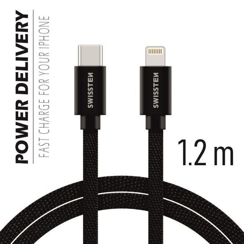 Swissten Textile USB-C To Lightning Cable - 71525201 - 1.2m - Black