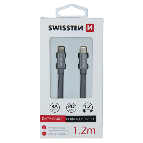 Swissten Textile USB-C To Lightning Cable - 71525202 - 1.2m - Grey