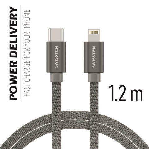 Swissten Textile USB-C To Lightning Cable - 71525202 - 1.2m - Grey