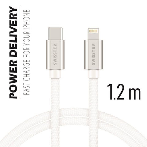 Swissten Textile USB-C To Lightning Cable - 71525203 - 1.2m - Silver
