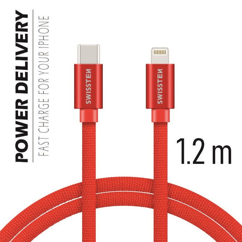 Swissten Textile USB-C To Lightning Cable - 71525206 - 1.2m - Red