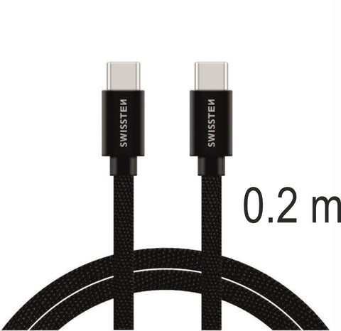 Swissten Textile USB-C Cable - 71527208 - 0.2m - Black