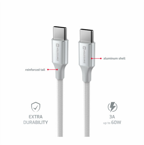 Swissten Textile II Type-C USB Cable - 71528204 - 1.5 Meter - White