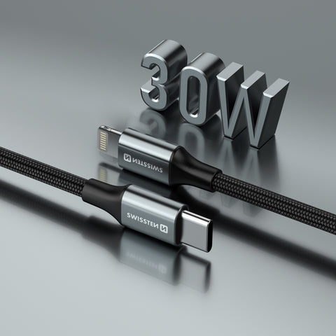 Swissten Textile II USB-C To Lightning Cable - 71529203 - 1.5 Meter - Black