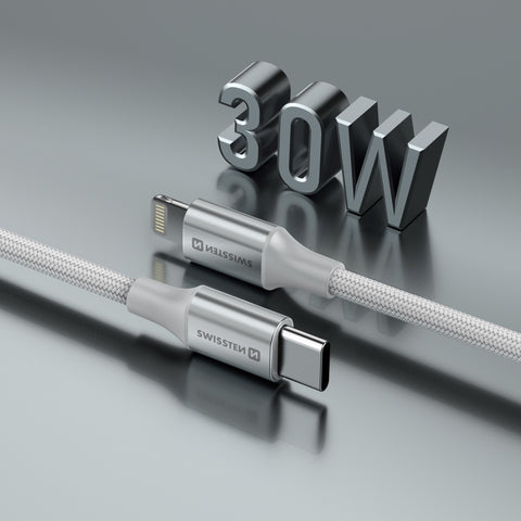 Swissten Textile II USB-C To Lightning Cable - 71529204 - 1.5 Meter - White