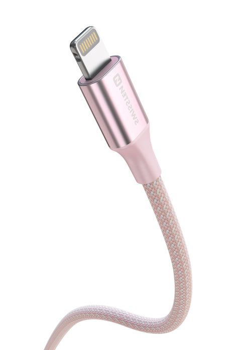 Swissten Textile II USB-C To Lightning Cable - 71529205 - 1.5 Meter - Pink
