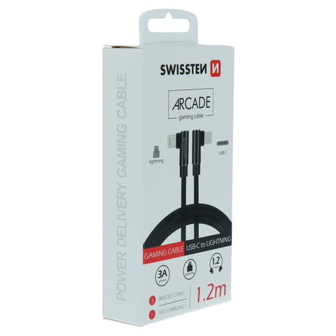 Swissten Arcade Gaming Type-C to Lightning Cable - 71529900 - 1.2m - Black