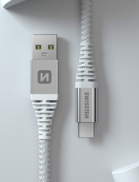 Swissten Kevlar USB-A To USB-C Cable - 71541011 - 1.5 Meter - White