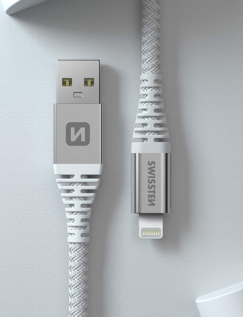 Swissten Kevlar Lightning To USB-A Cable - 71541012 - 1.5 Meter - White