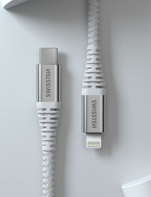Swissten Kevlar Lightning To USB-C Cable - 71541013 - 1.5 Meter - White
