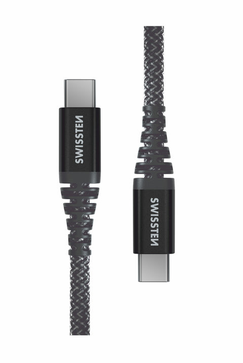 Swissten Kevlar Type-C To Type-C USB Cable - 71542010 - 1.5m - Grey