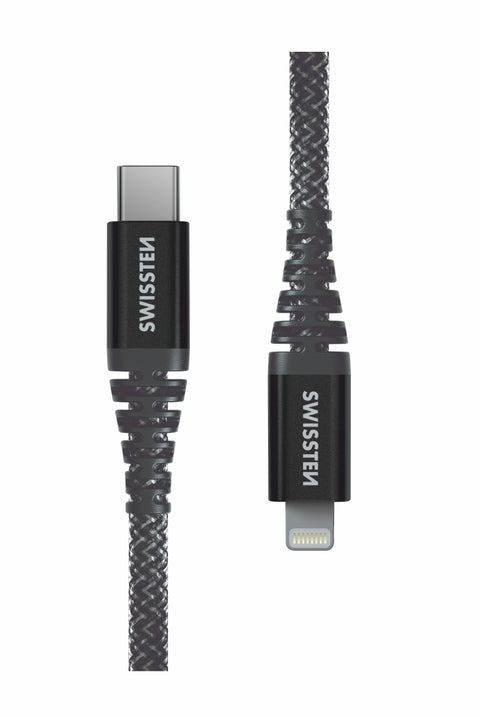 Swissten Kevlar Type-C To Lightning Cable - 71544010 - 1.5m - Grey