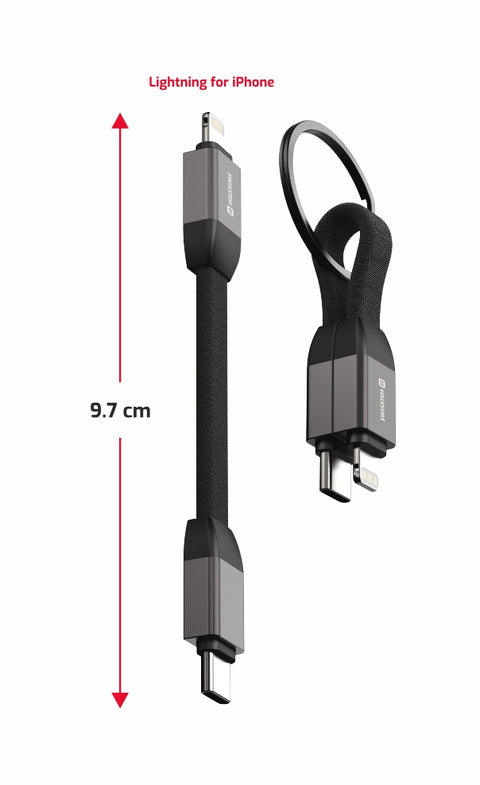 Swissten USB-C To Lightning Magnetic Keychain Cable - 71551030 - 9.7cm - Black