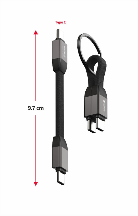 Swissten USB-C To USB-C Magnetic Keychain Cable - 71551040 - 9.7cm - Black