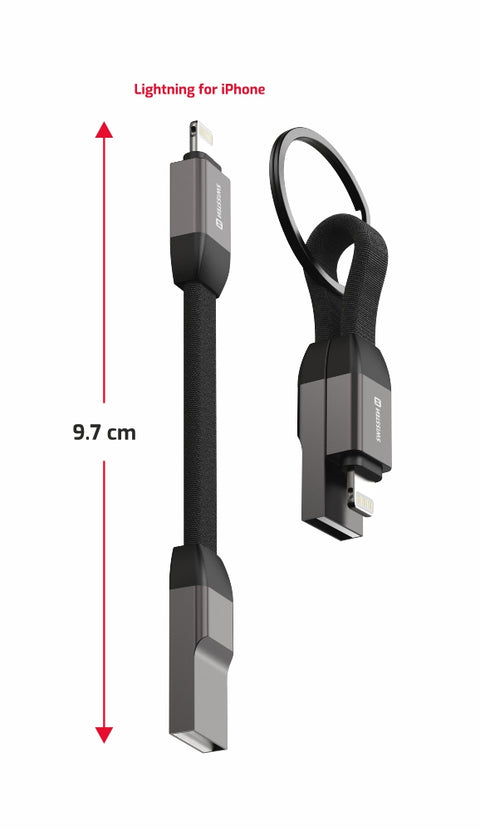 Swissten USB-A To Lightning Magnetic Keychain Cable - 71551060 - 9.7cm - Black