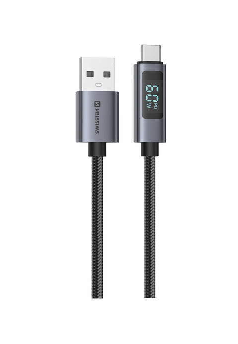 Swissten USB-C Cable With LCD - 71551073 - 1 Meter - Black